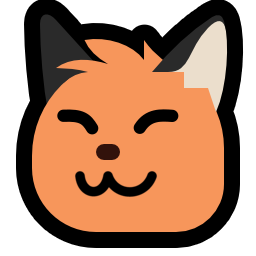 a fox smiling with her eyes closed, facing towards the wolf